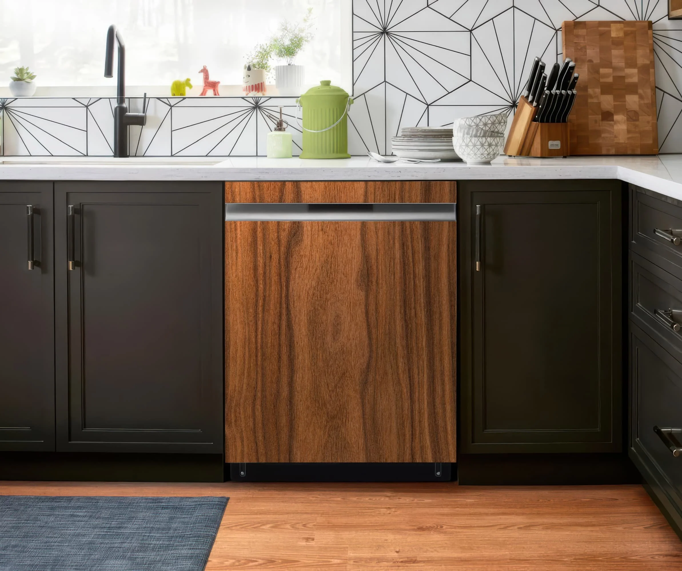 Walnut Slab (AW Finish) Custom-Printed Dishwasher Wrap